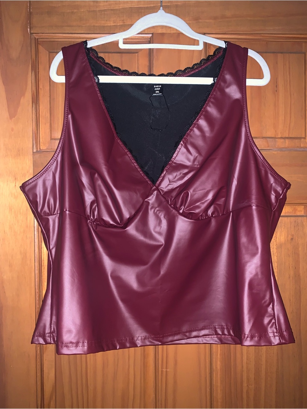 ‼️SUMMER SALE ‼️ Faux Leather Burgundy V-Neck Cami Top